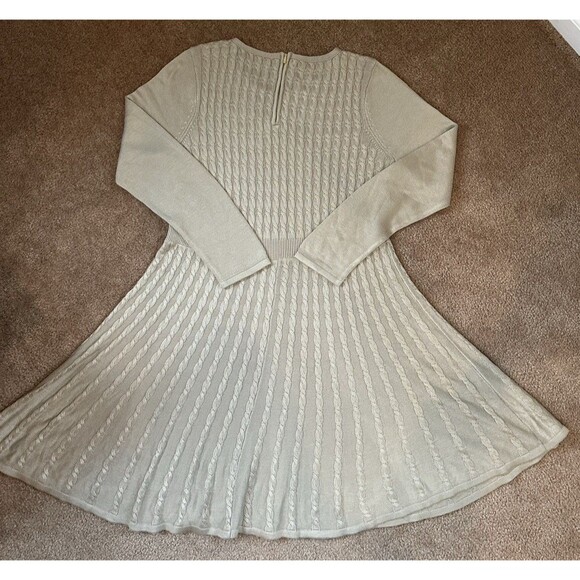 Calvin Klein Tan Cable Knit Fit & Flare Sweater Dress Women's Size X Large - Picture 7 of 15